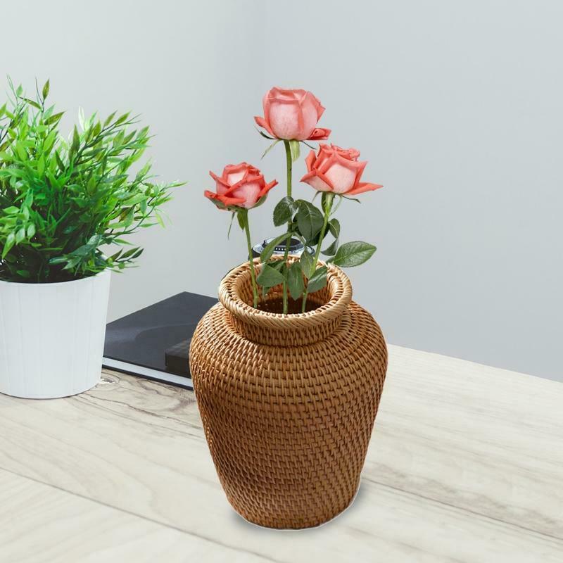 Autumn Rattan Woven Vase Art Vase Fashion Tabletop Decoration Plants Flower Pot