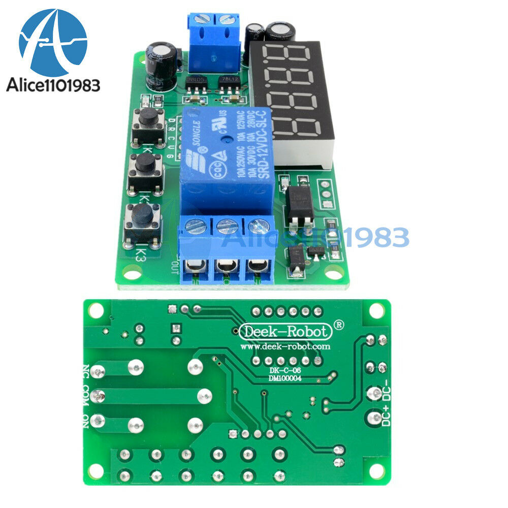 Digital LED Display Automation Delay Relay  Switch Module Timer Control DC 12V
