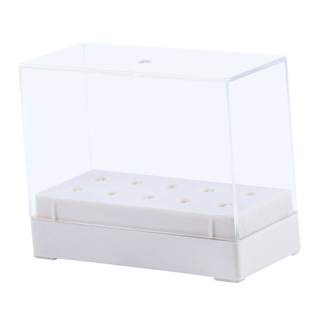 10 Holes Nail Drill Bits Holder Stand Organizer Case Display Storage Box 2x