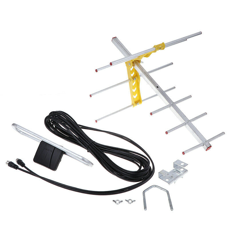 Outdoor 100Mile Amplified 8 Yagi Antenna HD TV 10dB Long Range UHF/VHF/F-hg Tt