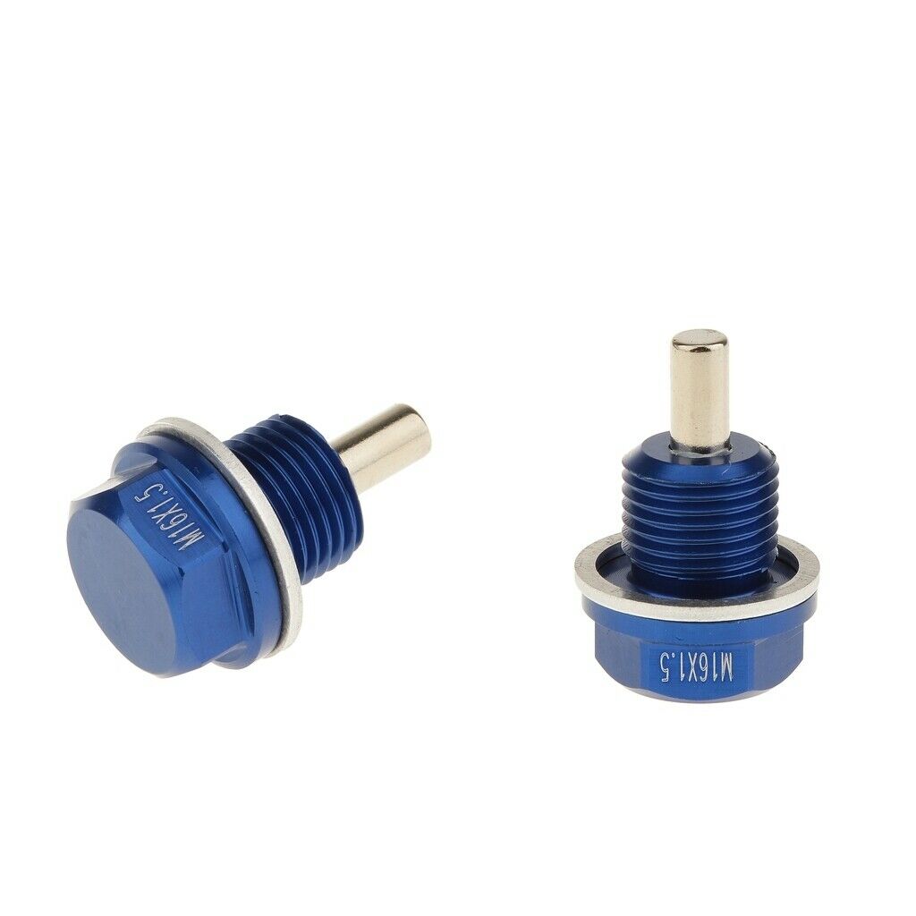 2 Pieces M16X1.5 Anodized Magnetic Engine Oil Pan Drain Bolt Plug for