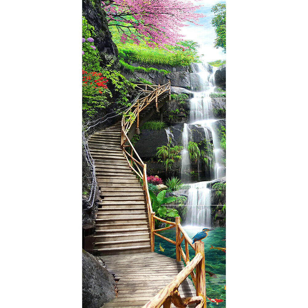 Waterfall Trestle Diamond Painting 5D DIY Full Round Drill Embroidery Craft @
