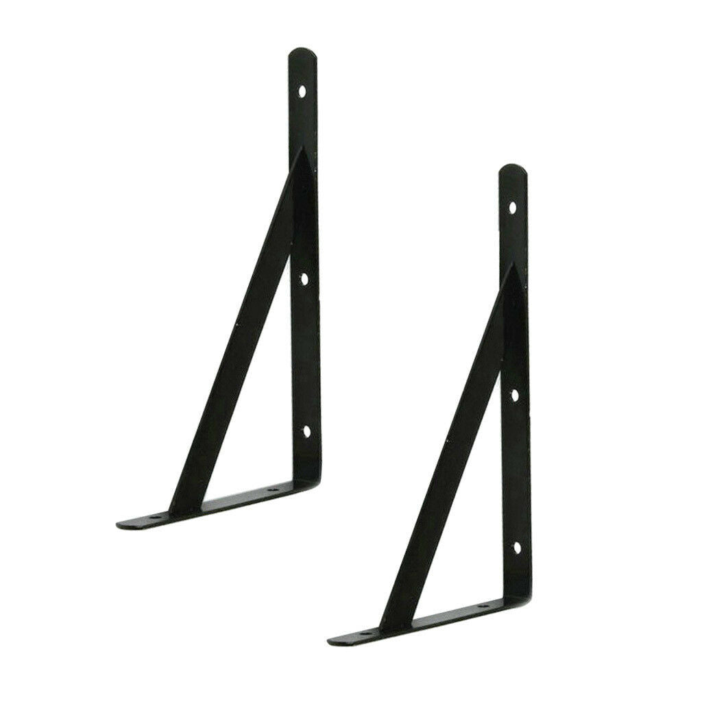 2x Heavy Duty Wall Rack Shelf Bracket Support Plank Holder 40cmx25cm Black