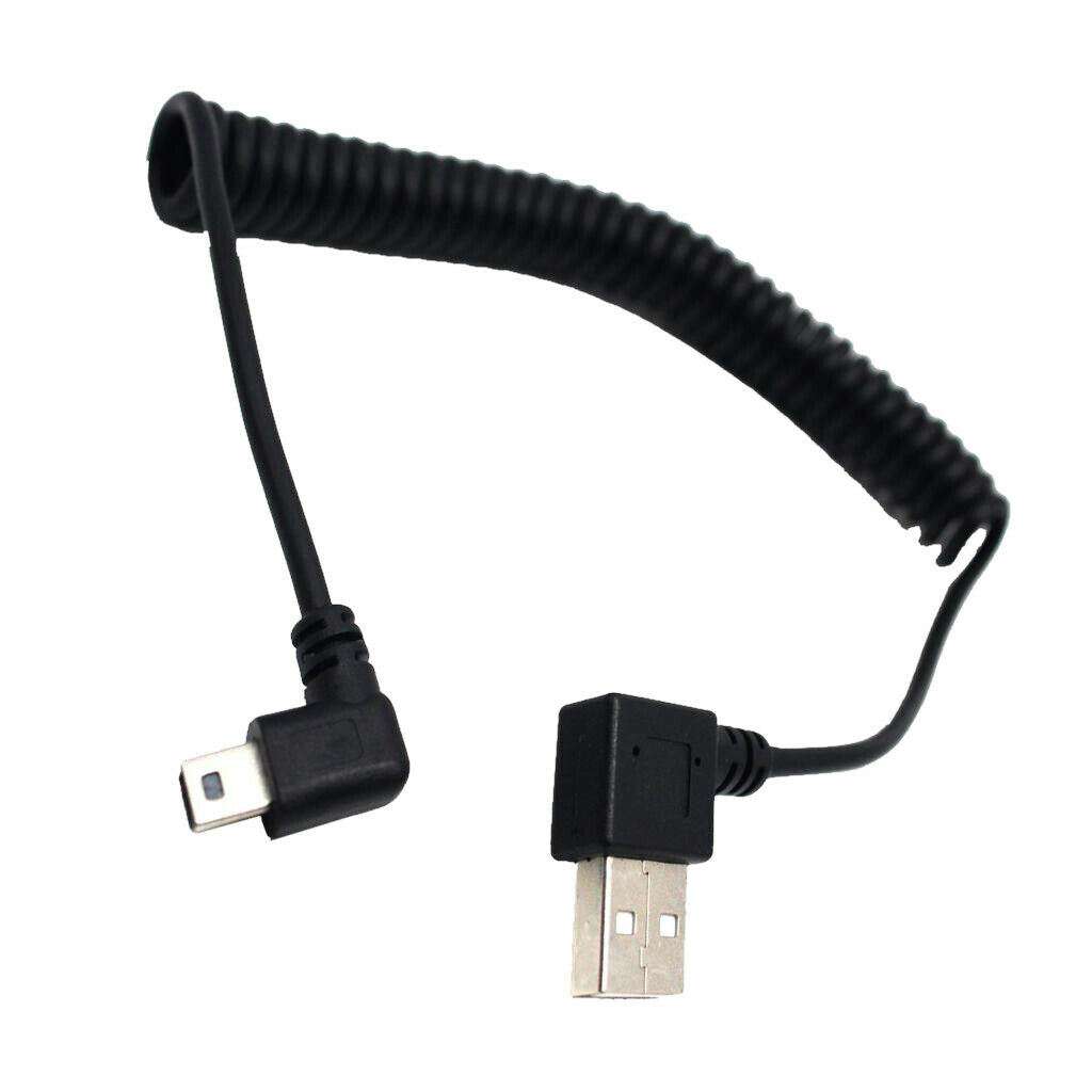 90 Degree Angled USB 2.0 A Male to Left Angle Mini B 5p Male Spring Cable