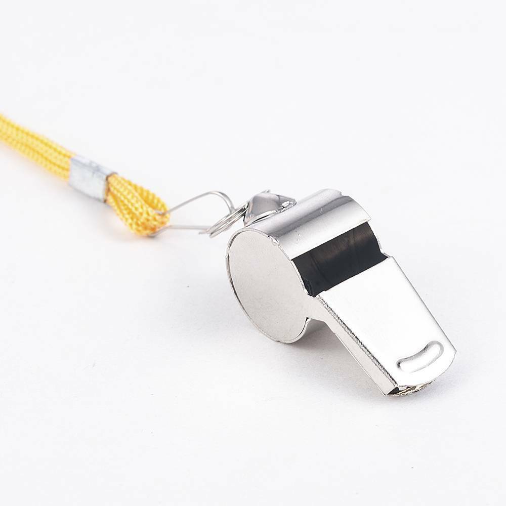 Stainless Steel Sport Game Referee Whistle Lanyard Emergency Loud Sound Outdoor.