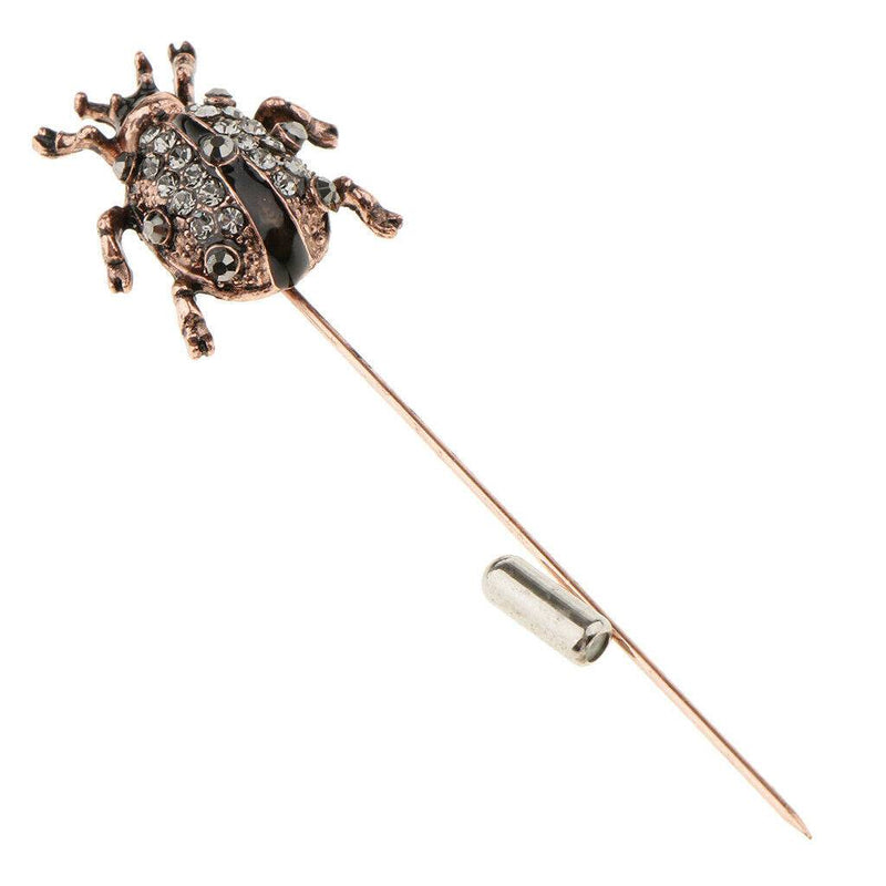Rhinestone Ladybird Bug Insect Brooch Stick Pin Collar Lapel Jewelry Black