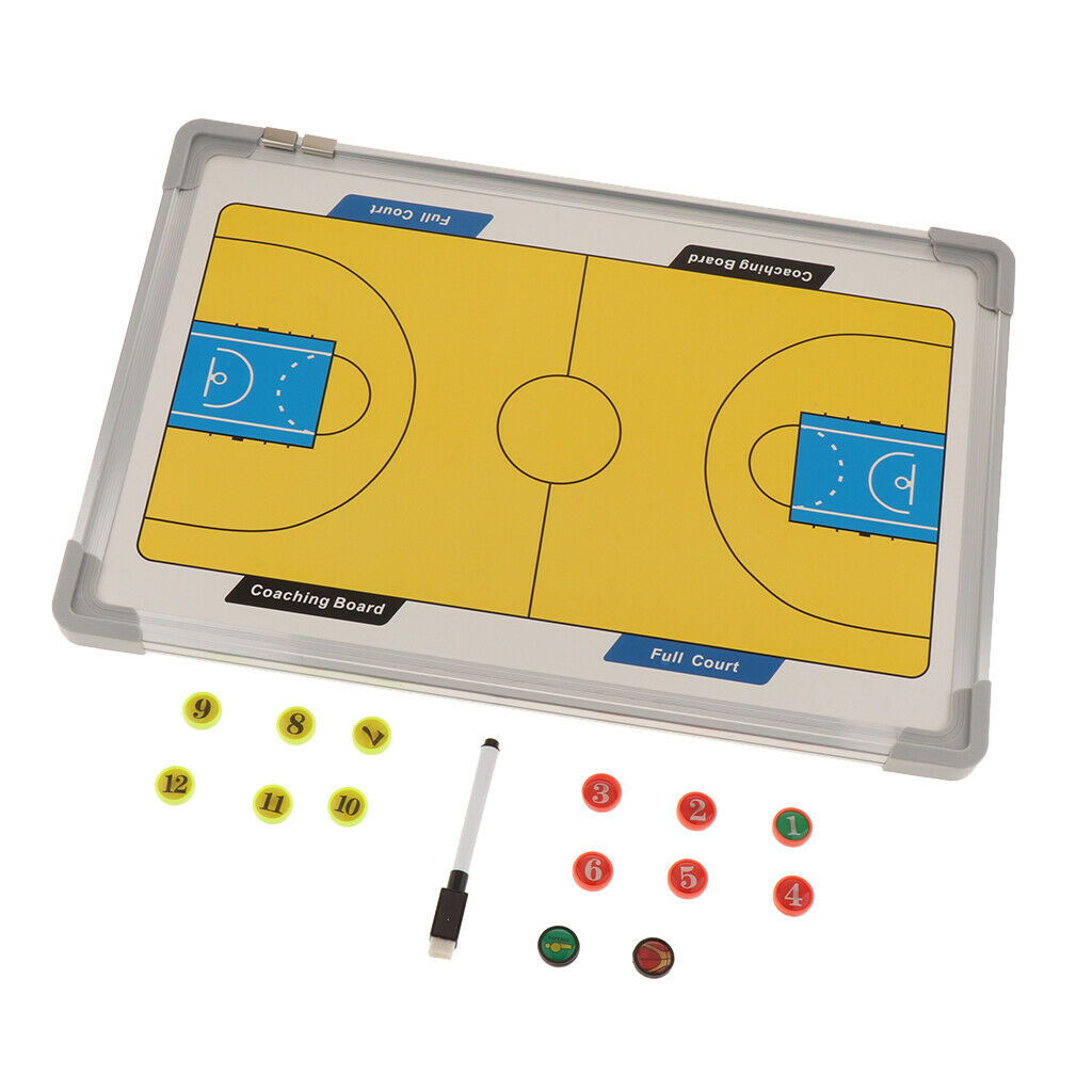 Basketball Coaching Board Magnetic Strategy Clipboard with Marker Pen