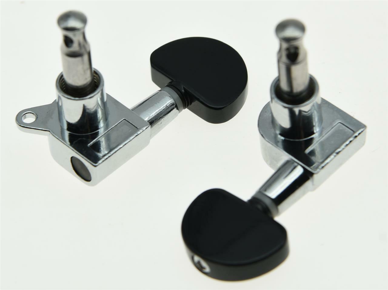 Chrome w/ Black Button Guitar Tuners Tuning Keys for Acoustic or Electric Guitar