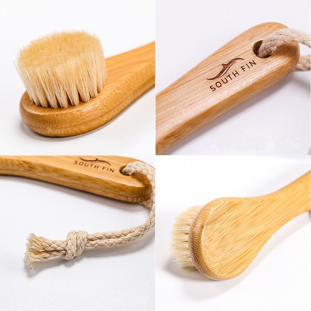 Bamboo Handle Wash Cleansing Brushes Dry Face Clean Brush For Facial Exfoliation