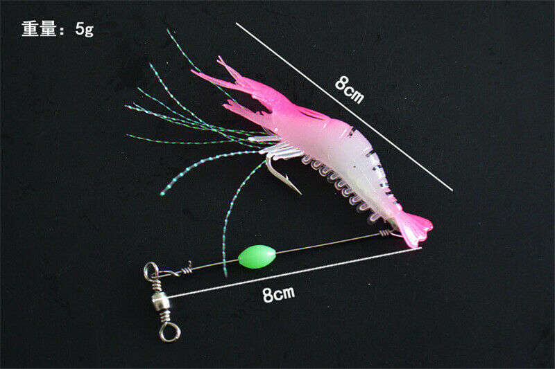 7pcs 8cm/5g Plastic Shrimp Fishing Lure Bait Bionic Swimbait Crankbait w/ Hook