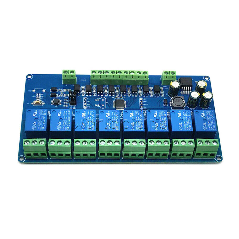 8 Channel Modbus Rtu Relay Module RS485 TTL 7-30V Communication Control Switch