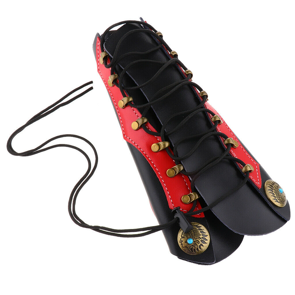 Archery Arm Guard Forearm Safety Protector for Traditional Bow Hunting Red