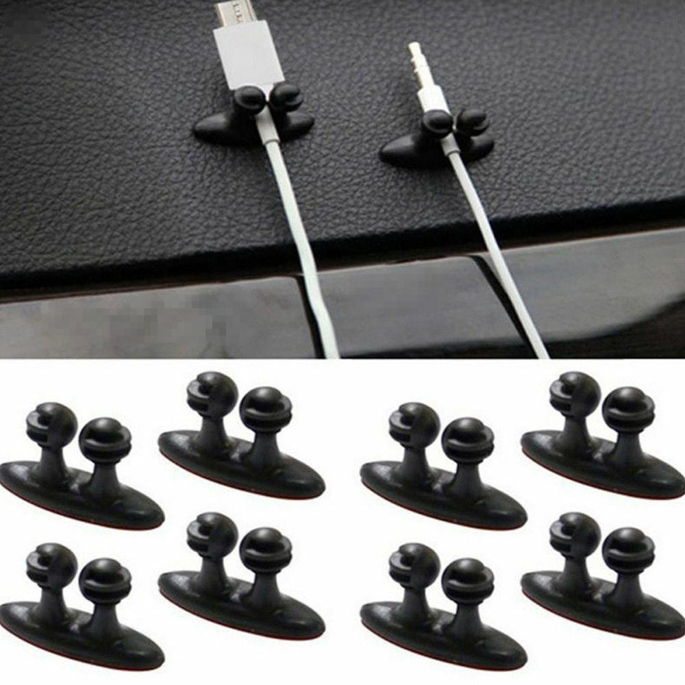8Pieces Car Charger Line Headphone USB Cable Cord Car Clip Interior Accessories