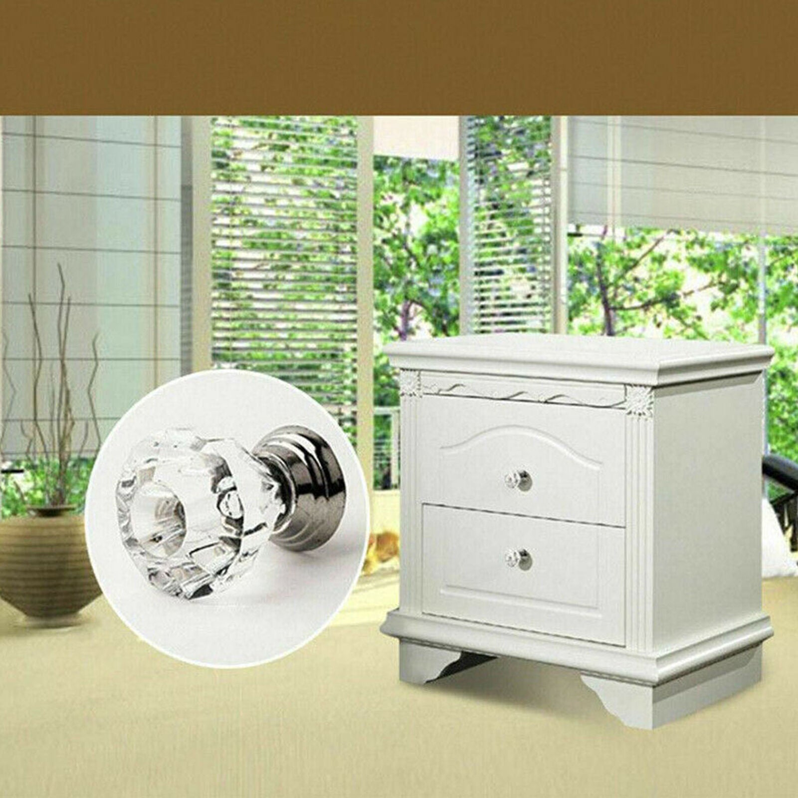 12Pcs Crystal Glass Cabinet Knob Diamond Shape 30mm Drawer Cupboard Handle Pull