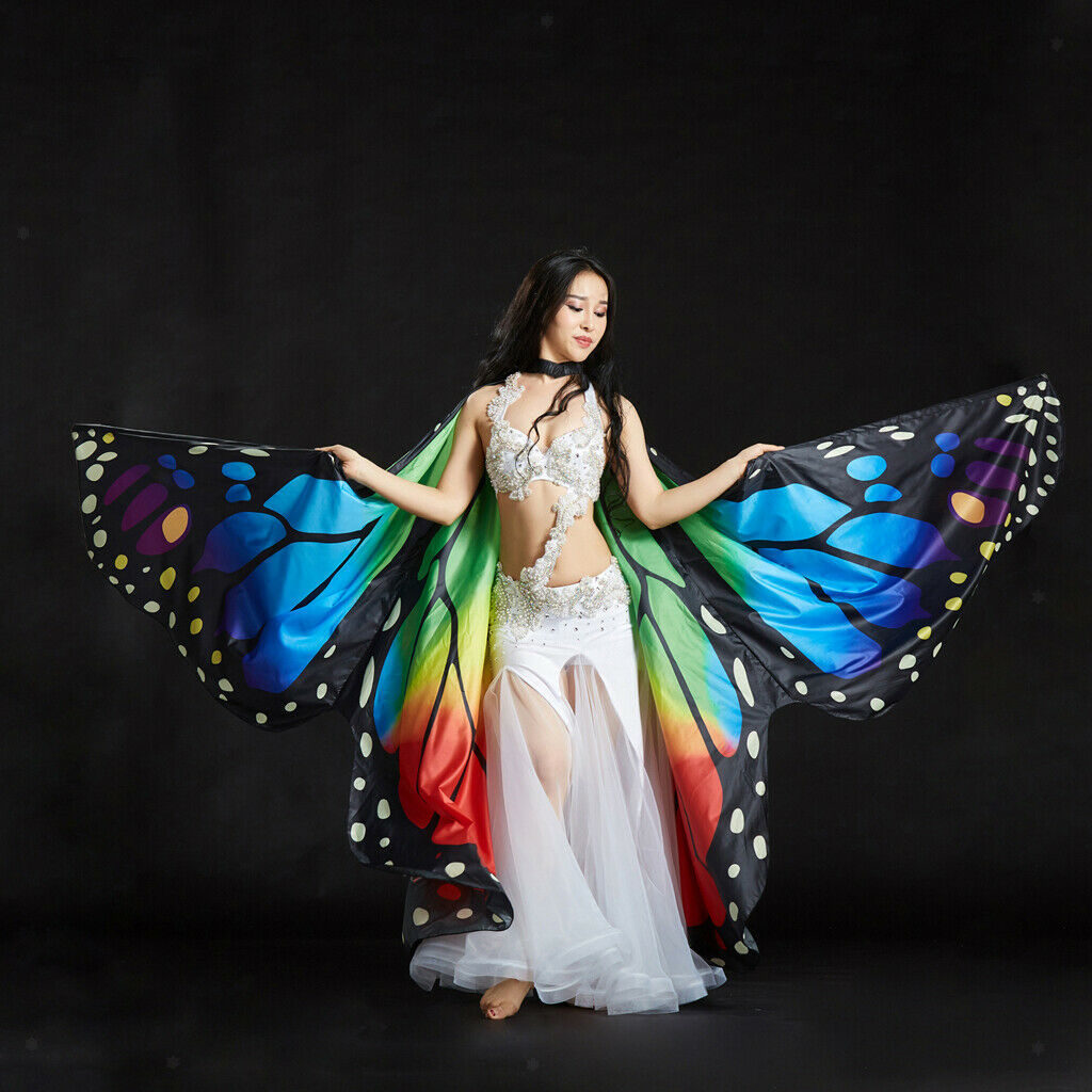 Ladies Adults Egypt Belly Dance Colorful Butterfly Angel Isis   Costume
