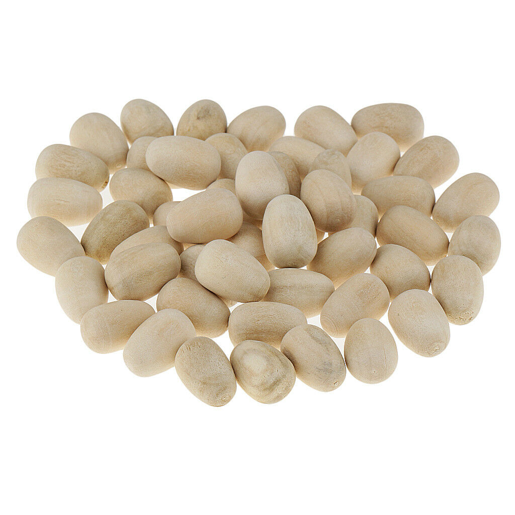 50pcs Wooden Eggs Wood Easter Decorations Embellishment Unfinished Wood Eggs