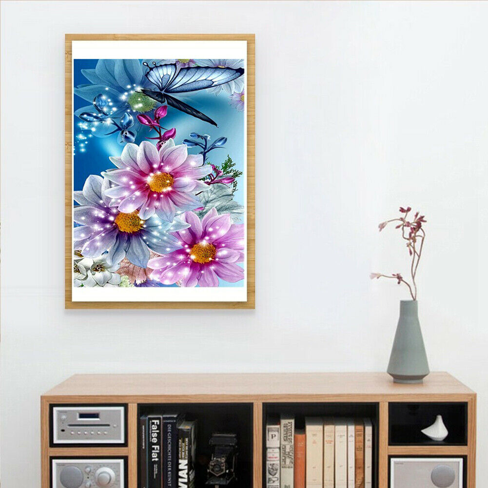 5D DIY Full Drill Butterfly Flower Diamond Embroidery Painting Cross Stitch @