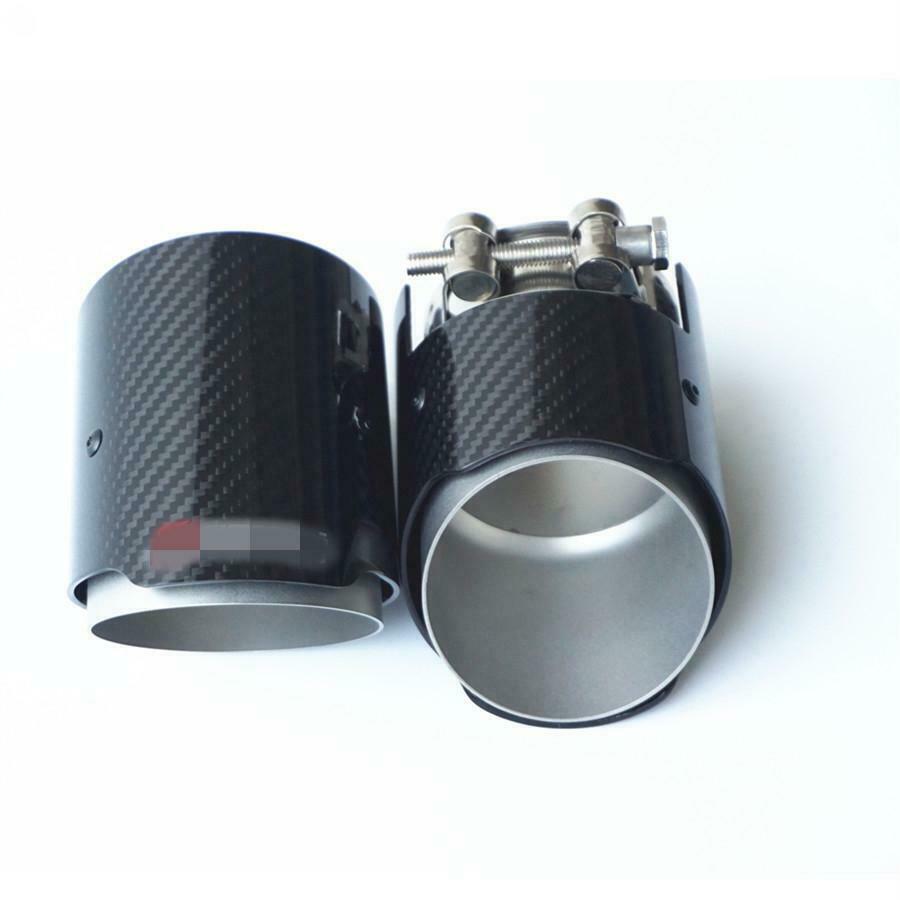 Glossy Carbon Fiber Car Exhaust Tips Muffler Inlet 2.8" Outlet 3.5" Universal 1x