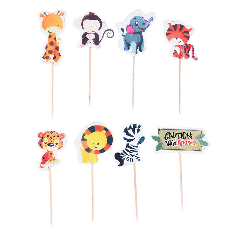 24pcs Animal Cake Toppers Jungle Safari Party Cupcake Birthday Decorati.l8