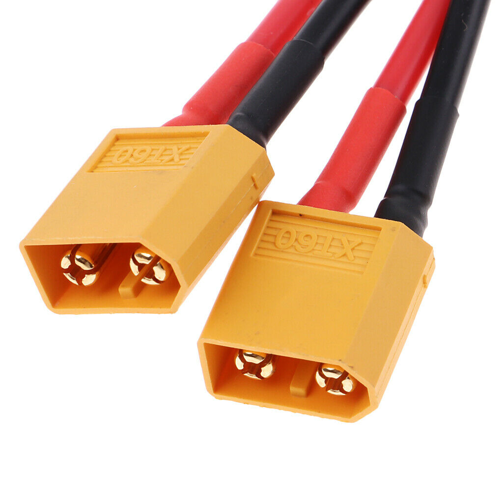2pcs XT60 Male to Dual Female Plug Y Splitter Cable Wire 14AWG 100mm Length