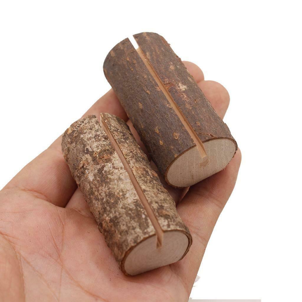 Rustic Wooden Table Numbers Holder 50 Pack - Memo Note Clip Place Photo Picture