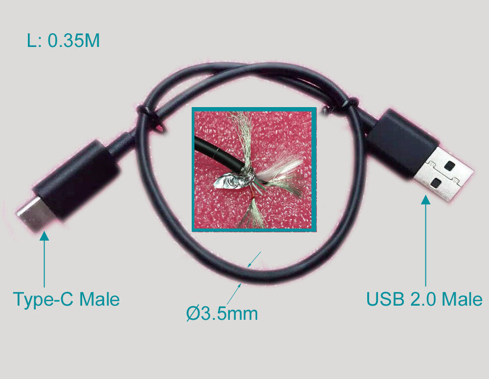 10x USB 6P Charger Type C to USB 2.0 A Male Data Sync Charging Charge Cable 35cm