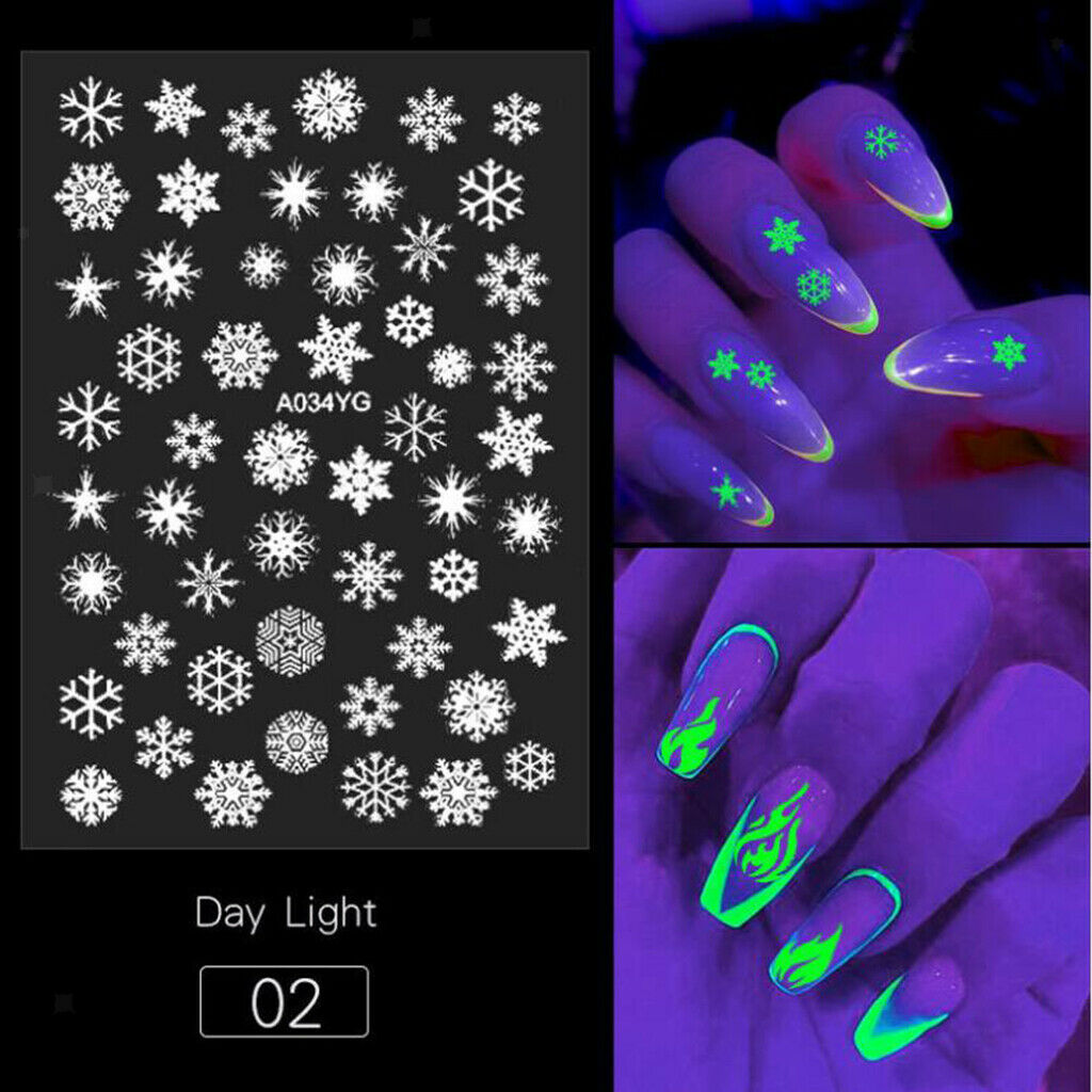 5pcs DIY Luminous Adhesive Manicure Nail Design Stickers Decals Stencils