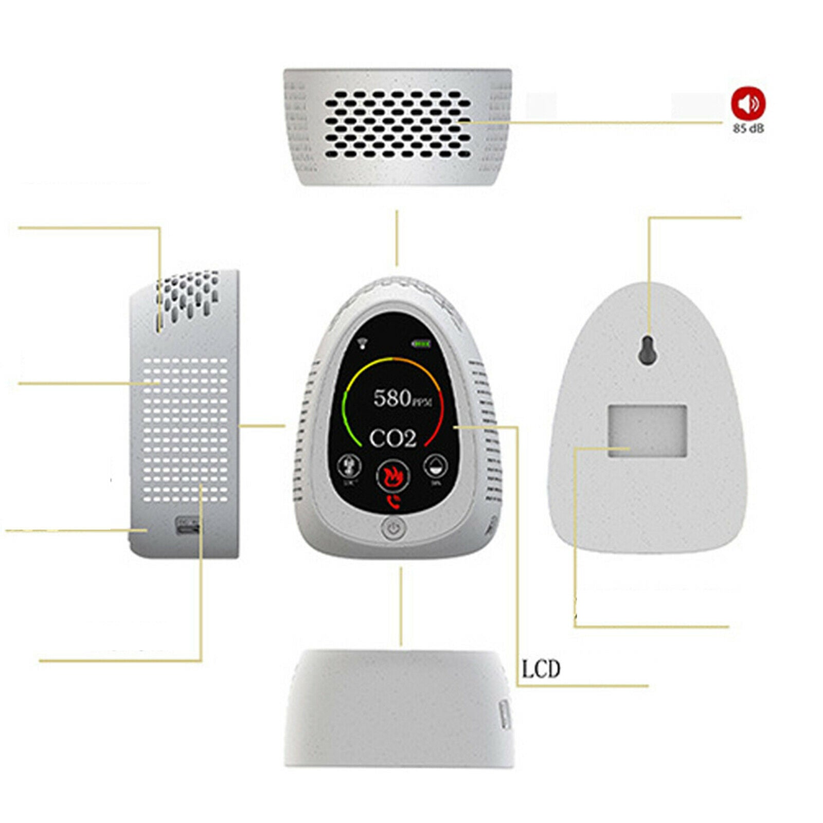 Air Quality Monitor CO2 Meter Leak Detector NDIR Sensor Real Time Dispaly