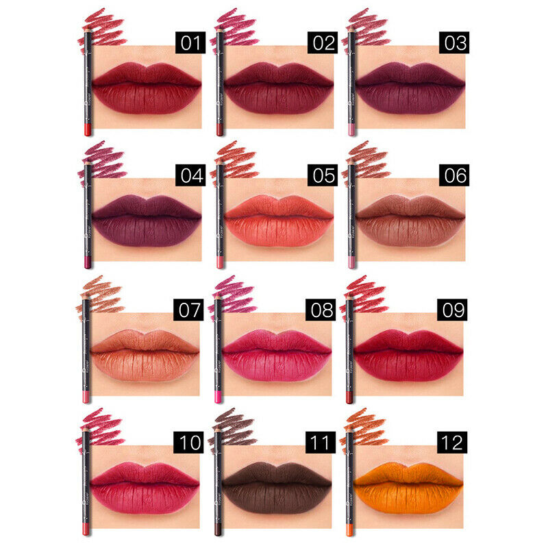 12pcs set Lip Pencils Matte Lipliner Waterproof Smooth Colorful Lipstick PenBDA
