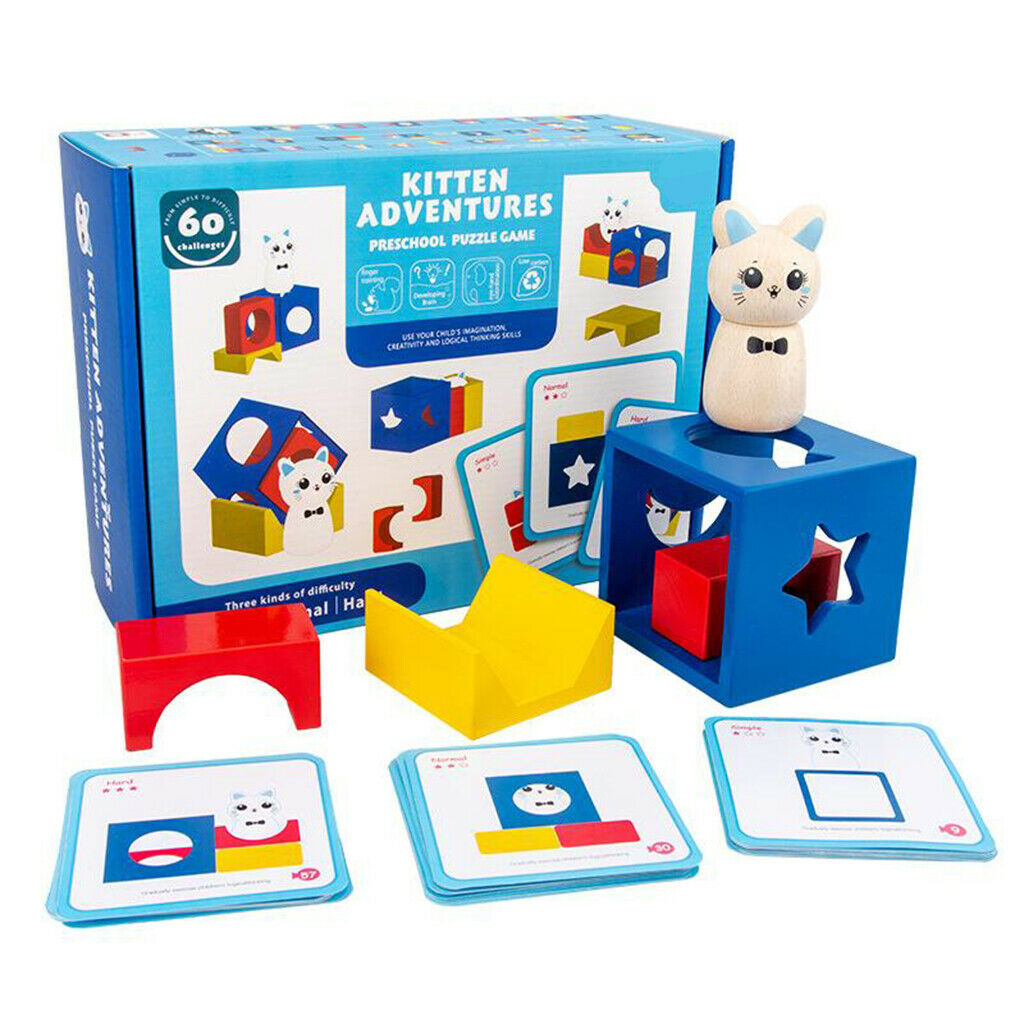 Wooden Kitten Adventure Game Toys Matching Game for Kids Early Development