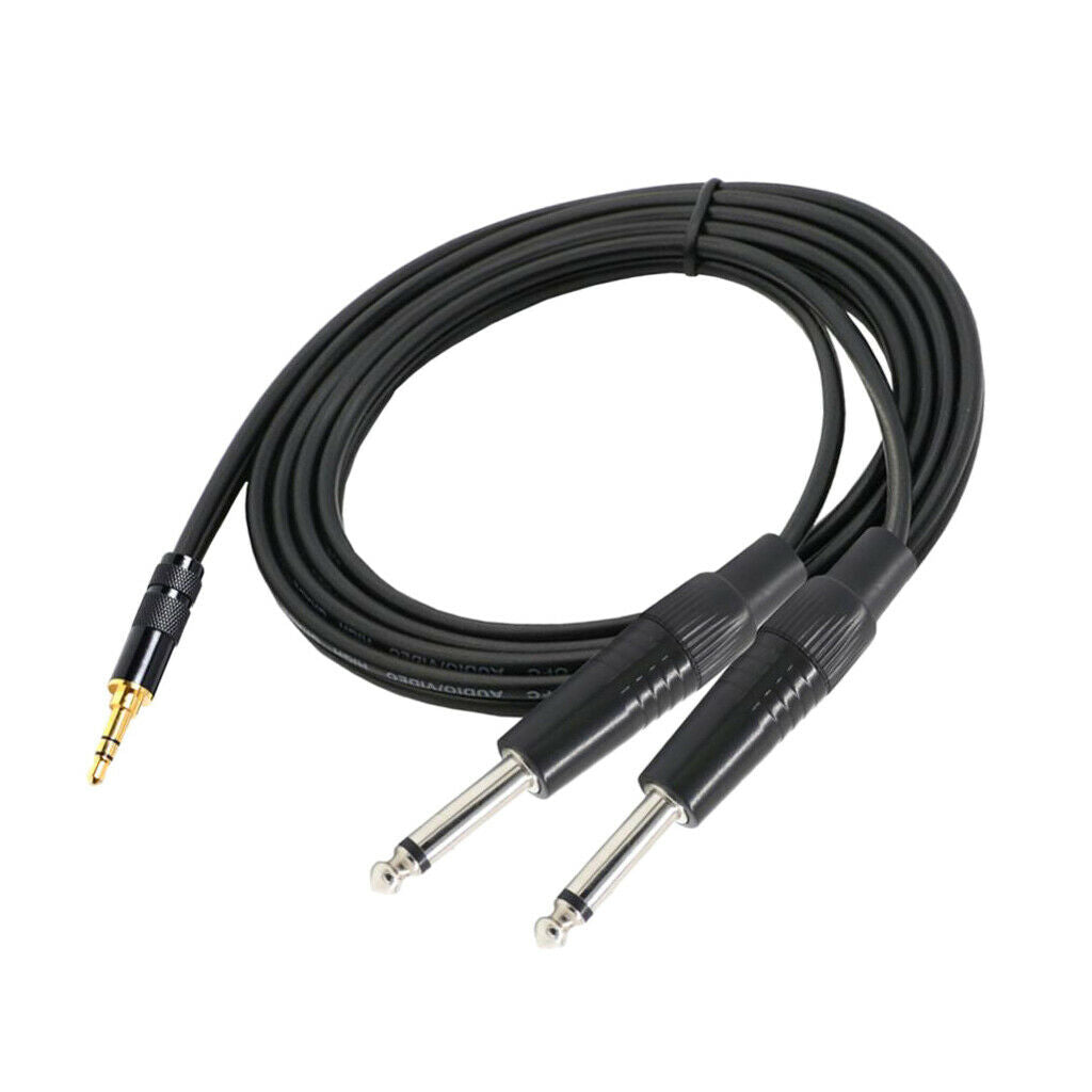 3.5mm 1/8" TRS to Dual 6.35mm 1/4" TS Mono Stereo Y-Cable Splitter  1x 1.5m