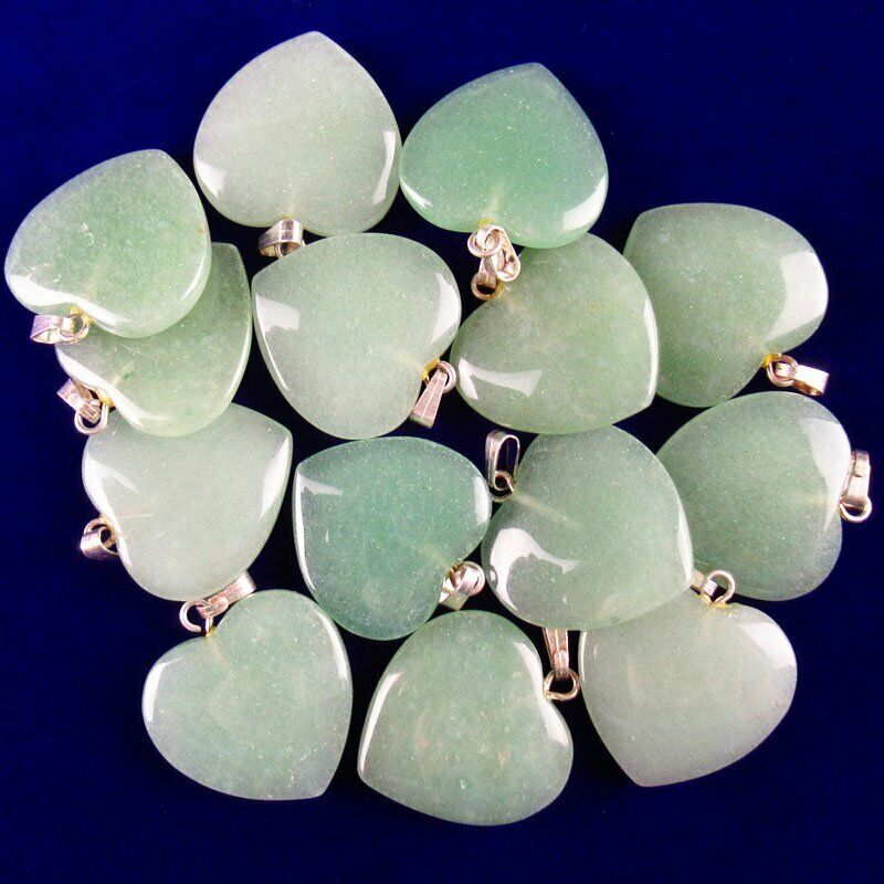 10pcs 20x20x6mm Natural Green Aventurine Heart 40g Pendant Bead A-235SK
