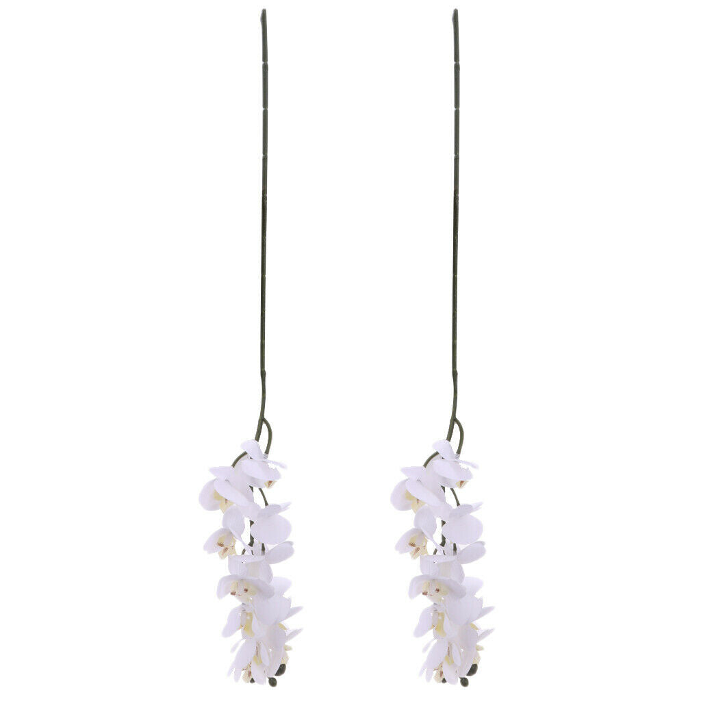 2 Pcs Artificial 12 Head Orchid Phalaenopsis Flower Home Garden
