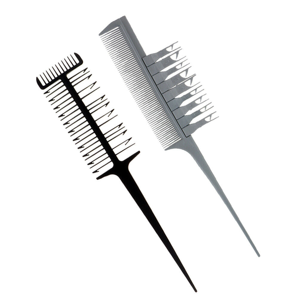 2Pcs Salon Barber Hair Dyeing Color Combs Tapered Weaving Balayage Comb