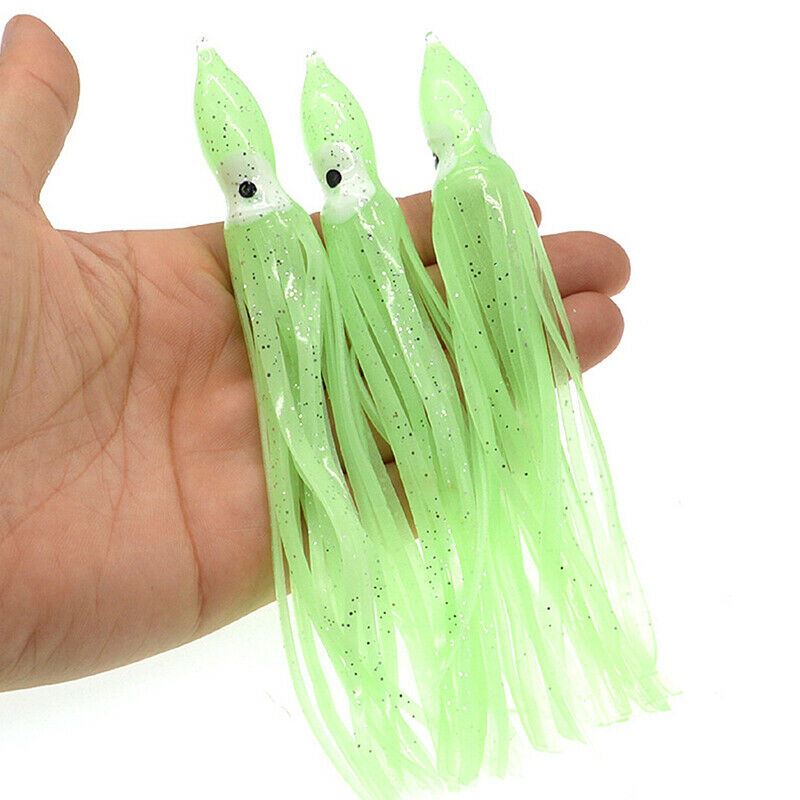 New 3pcs Rubber Squid Skirts 10cm Octopus Soft Fishing Lures Tuna Sailfish Baits