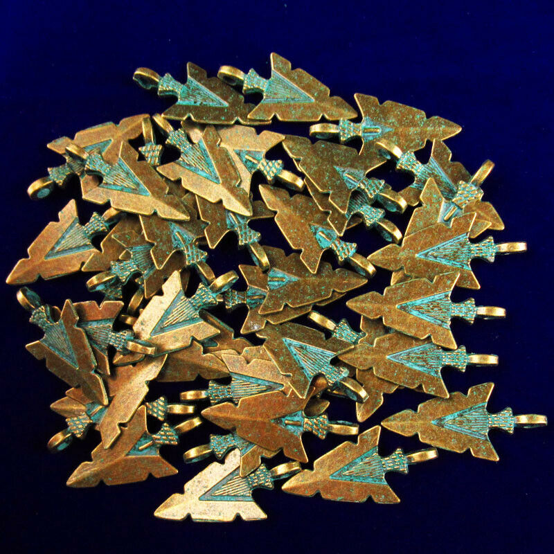 30Pcs Carved Brass Bronze Arrow Pendant Bead 30x15x5mm A-69PJ