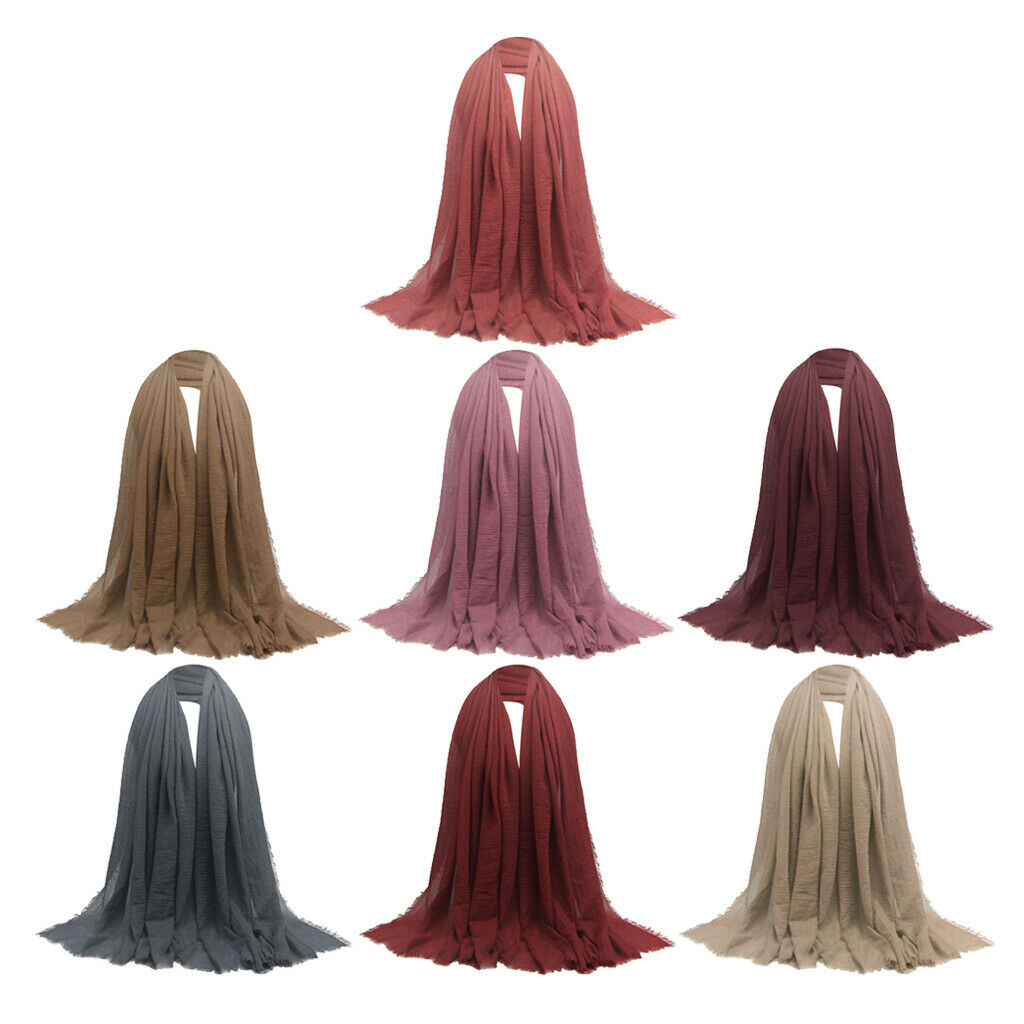 7 Pcs Stylish Long Scarf Solid Hijab Jewish Turban Head Scarf Neck Wrap