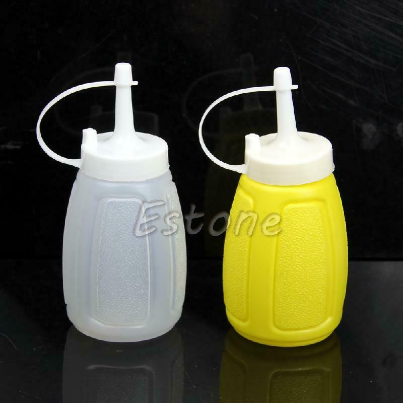 2 Pcs 200ml Plastic Squeeze Bottle Condiment Dispenser Ketchup Mustard Sauce