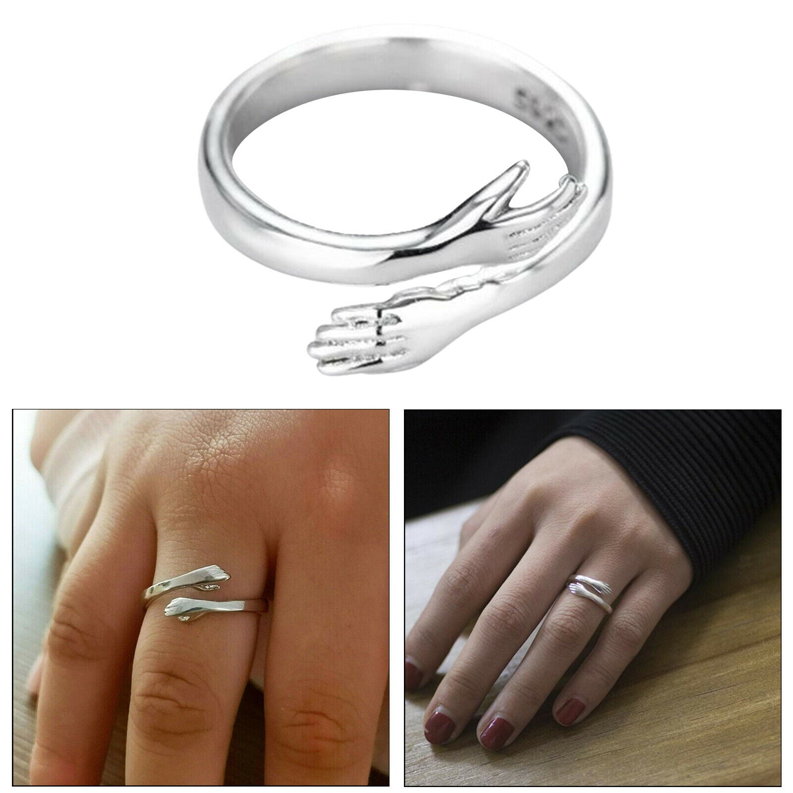 Creative Fashion Love Hug Ring Open Finger Adjustable Size Jewelry Couple