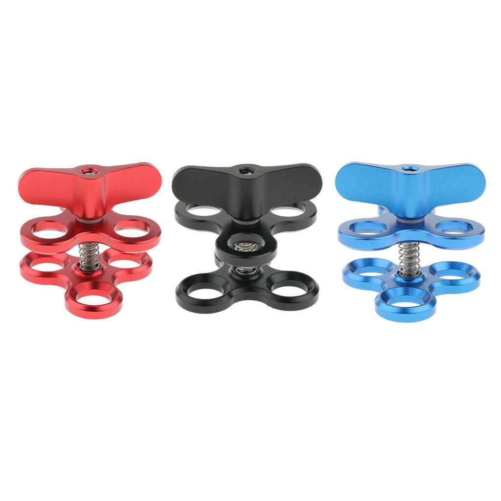 2x Triple Ball Clamp 3 Holes Underwater Arm Bracket for Light Arm System