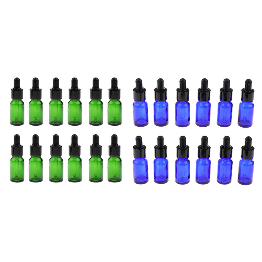24 PCS 5ml/10ml Empty Essential Oil Bottle Glass Liquid Aromatherapy Dropper