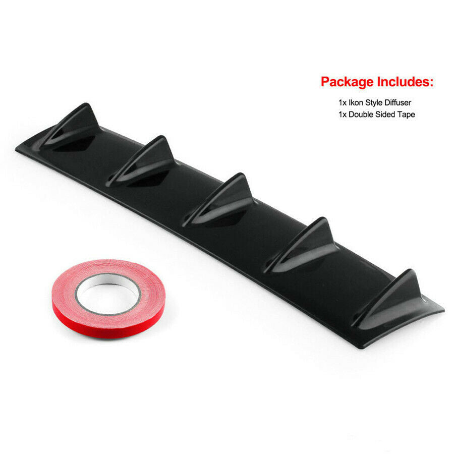 23'' x6'' Lower Rear Body Bumper Diffuser Shark Fin Kit  5 Fin PU Spoiler Black