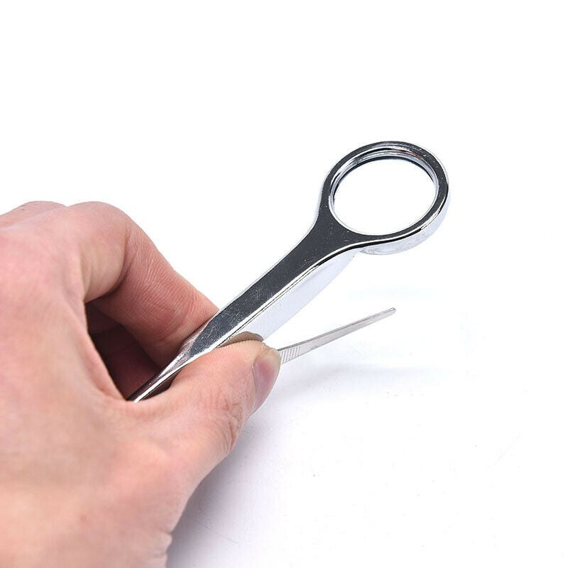 Portable 10X Magnifier Stainless Steel Magnifying Glass With Tweezer Loup.l8