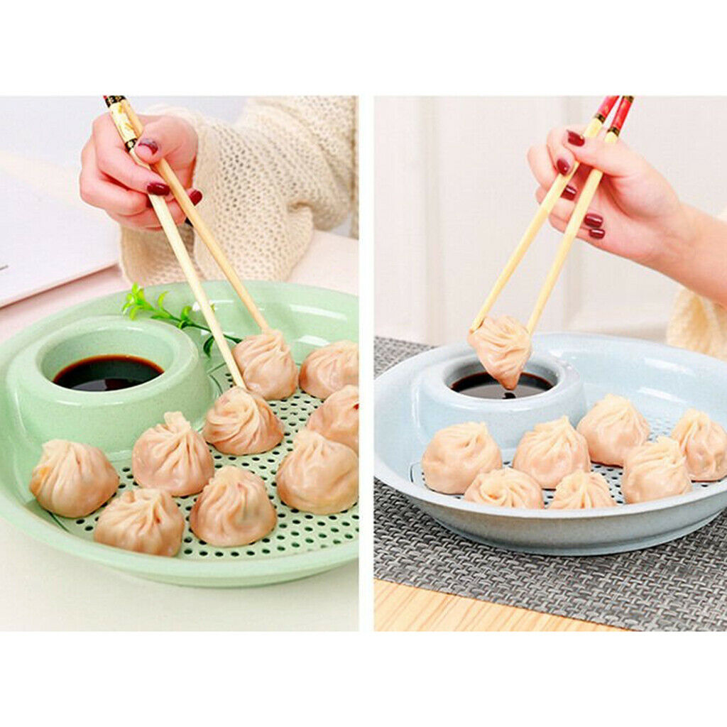 Double-Layer Dumplings Plate Fruit Washing Draining Drainer Snack Tray Beige