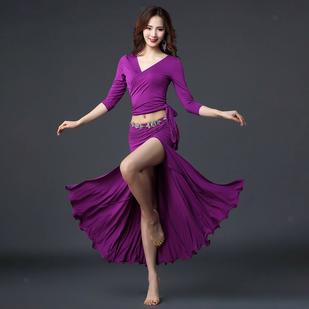 Lady Belly Dance Skirt Long Skirts Swing Dress Dance Costume Outfit Purple