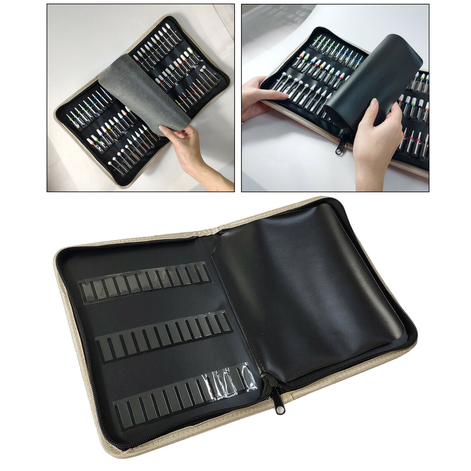 Dust Proof Foldable Nail Drill Bits Holder Storage Bag Compact Professional