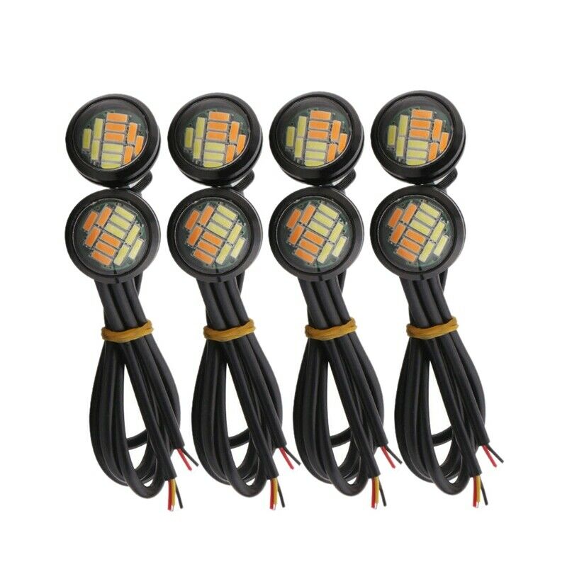 8 Pcs 12V 23Mm Dual Color Switchback 4014 Smd 12 Led Drl Eagle Eye Daytime LigX8