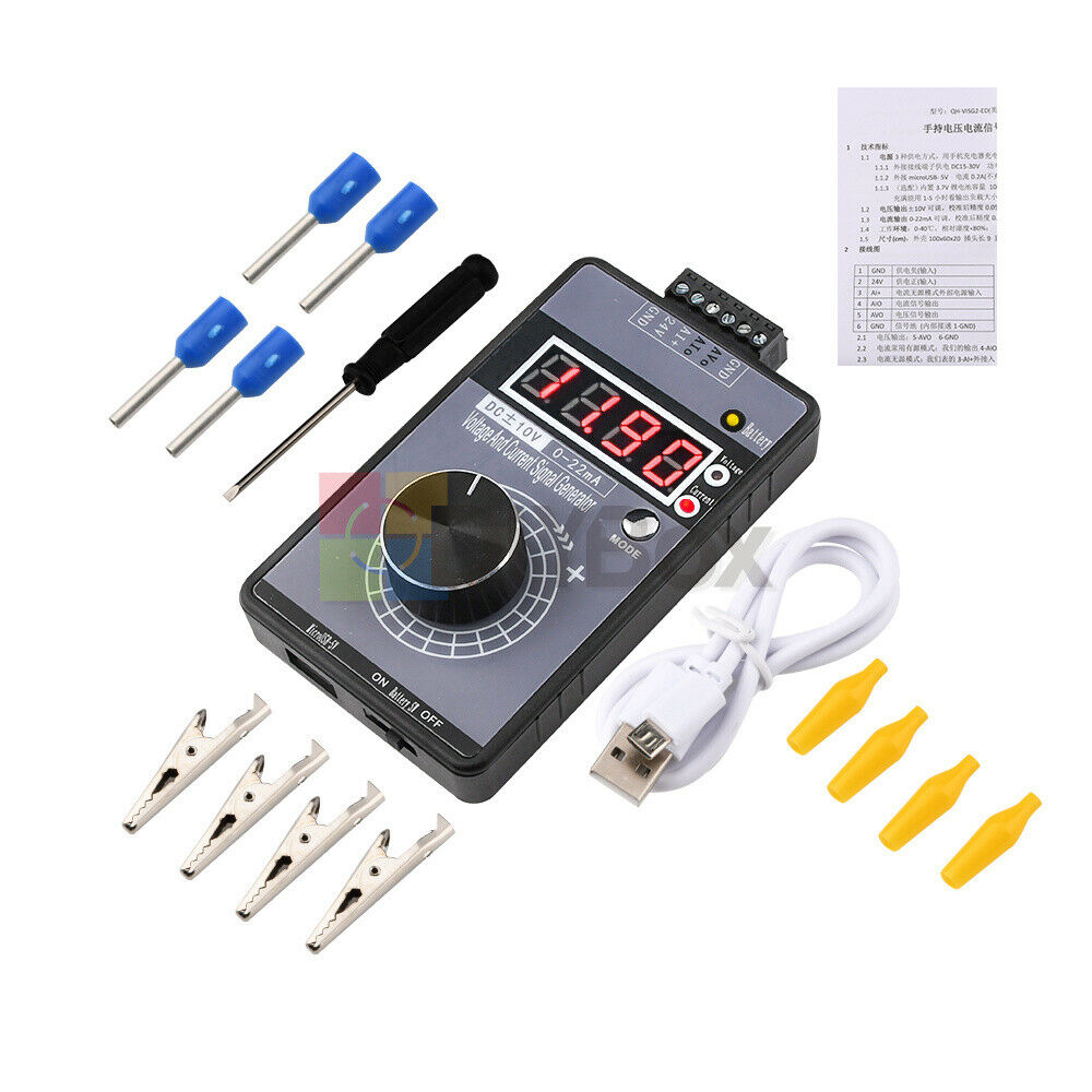 Handheld 0-10V 0-5V 4-20mA Signal Generator W/ LED Display Rechargeable Battery