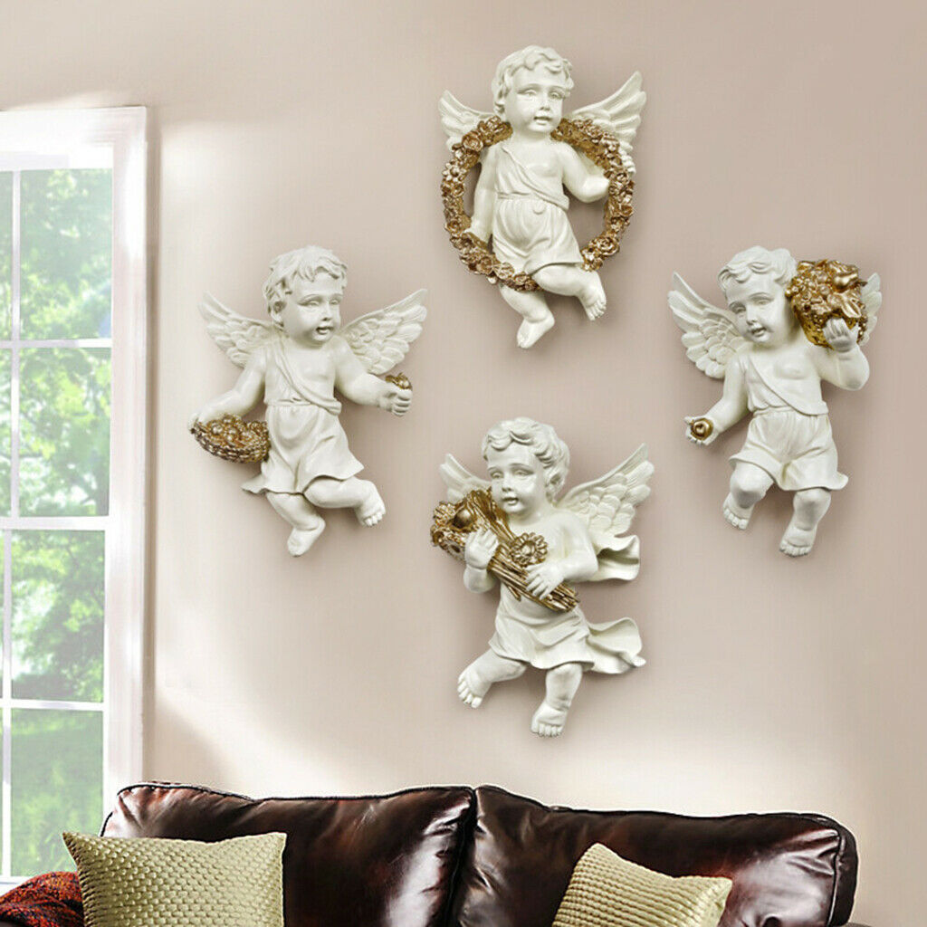 Creative European Cherub Wall Statues Angel Cupid Decor Crafts Living Room