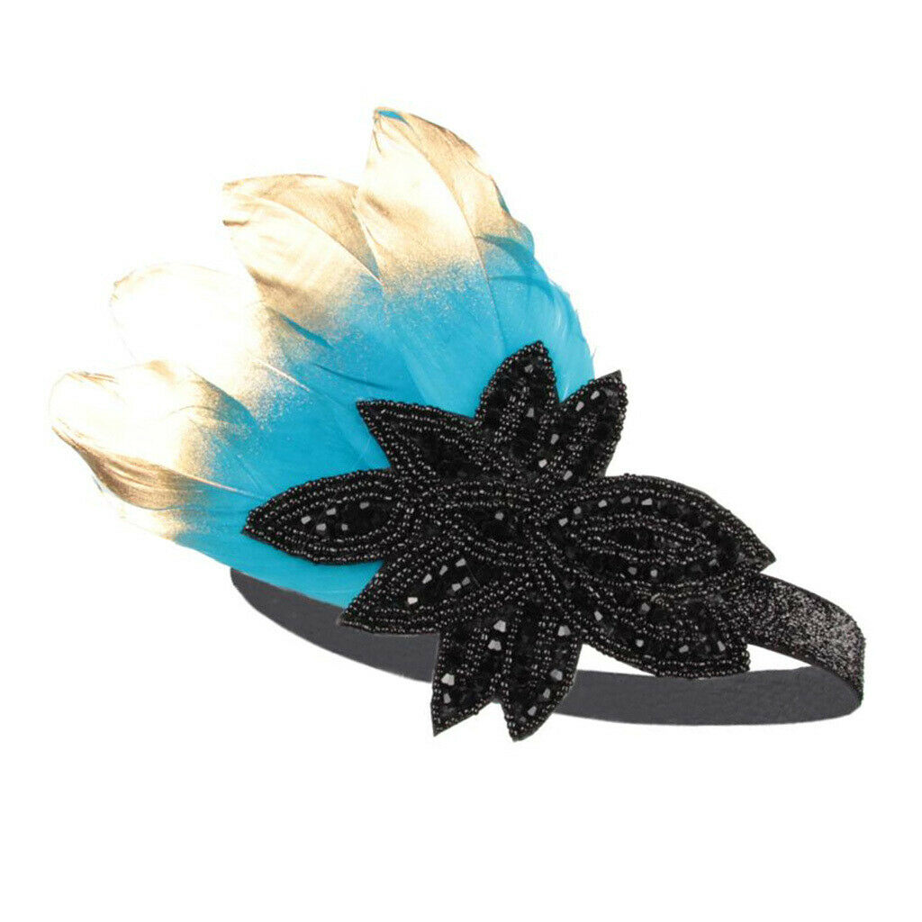 1920s Retro Style Costume Accessory Feather Flapper Headpiece Headband Blue